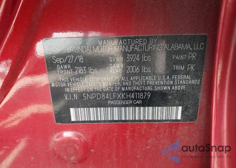 2019 Hyundai Elantra Sel from USA, damaged, VIN 5NPD84LFXKH411879